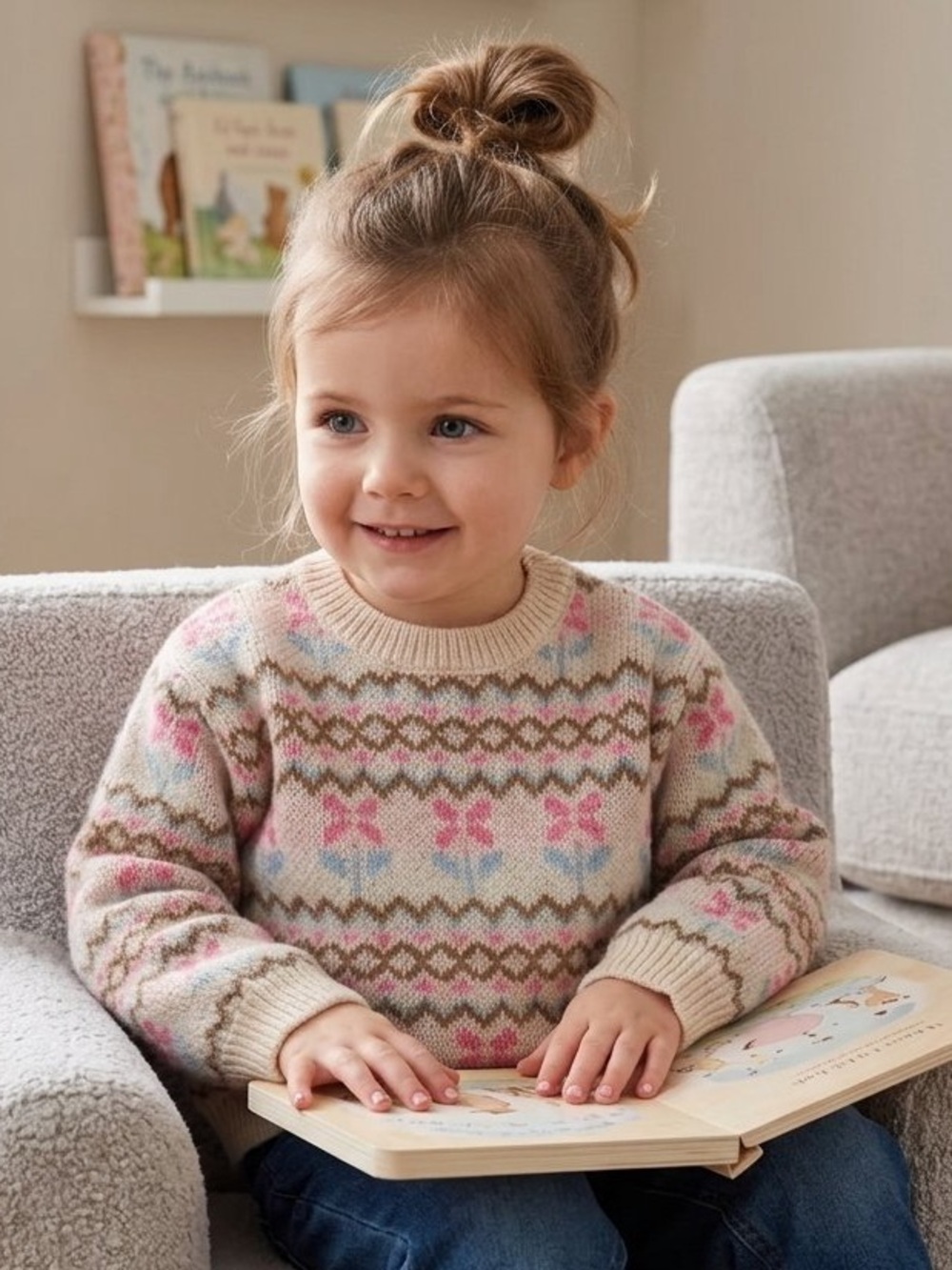 ZARA JACQUARD KNIT SWEATER WITH WOOL- 4 years